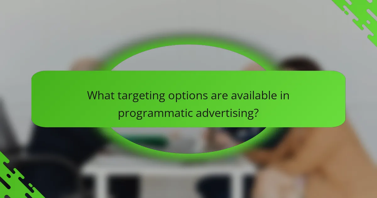 What targeting options are available in programmatic advertising?
